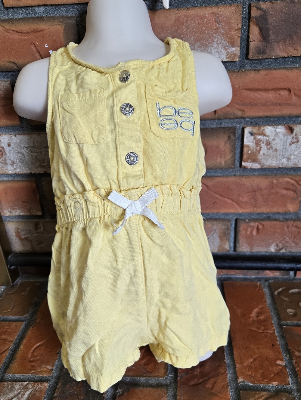 bebe Soft Yellow Girls' Romper